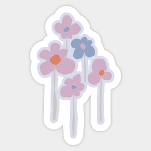 Purple, blue and orange flowers over purple background Sticker